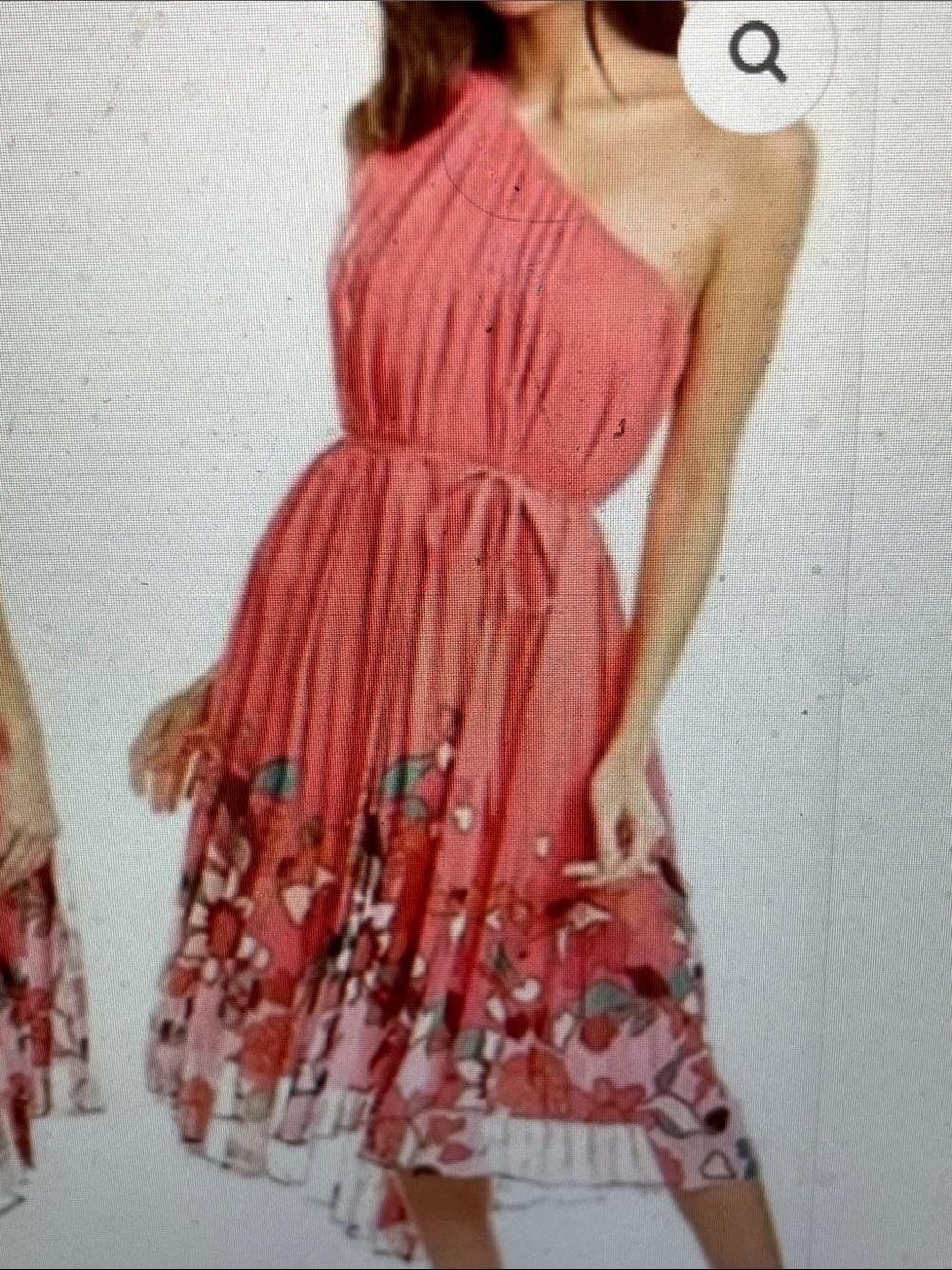 Ted baker piñata one sholder pleated pink /floral print asymmetrical hem dress
